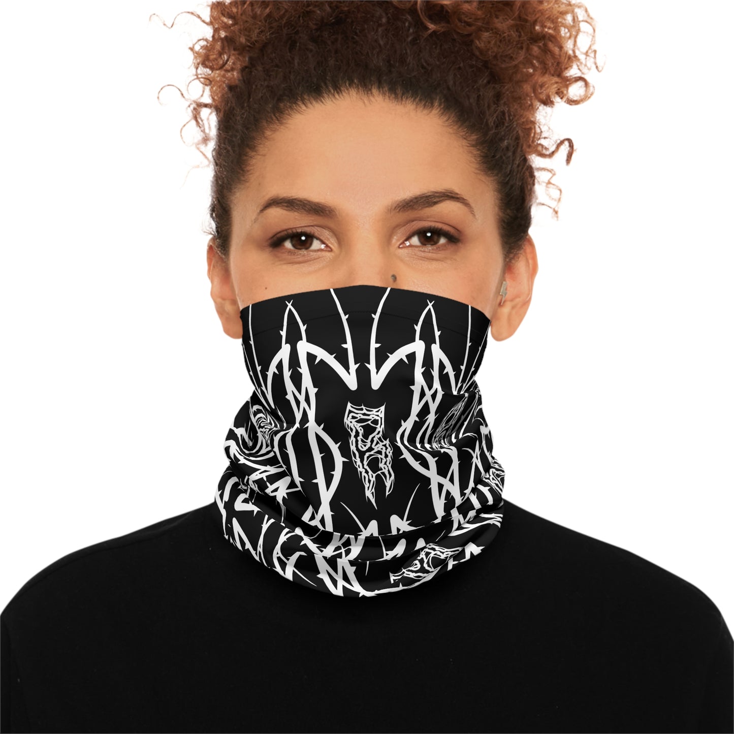Alliance Black Metal Pattern Neck Gaiter — Gothic Wolf & Sigil Midweight Face Mask