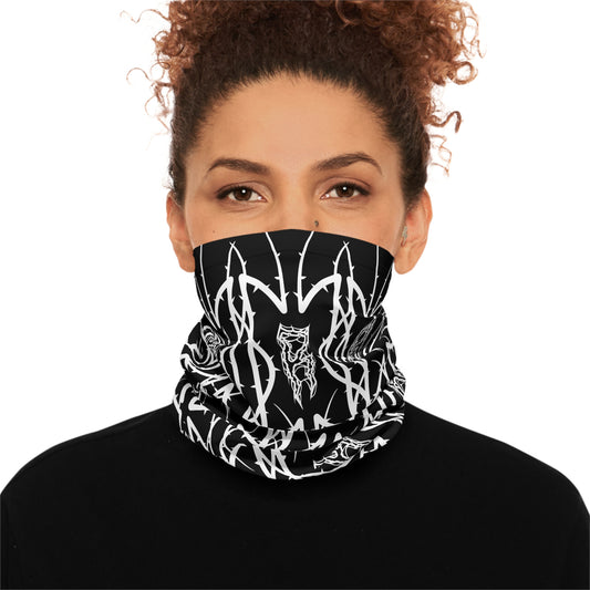 Alliance Black Metal Pattern Neck Gaiter — Gothic Wolf & Sigil Midweight Face Mask