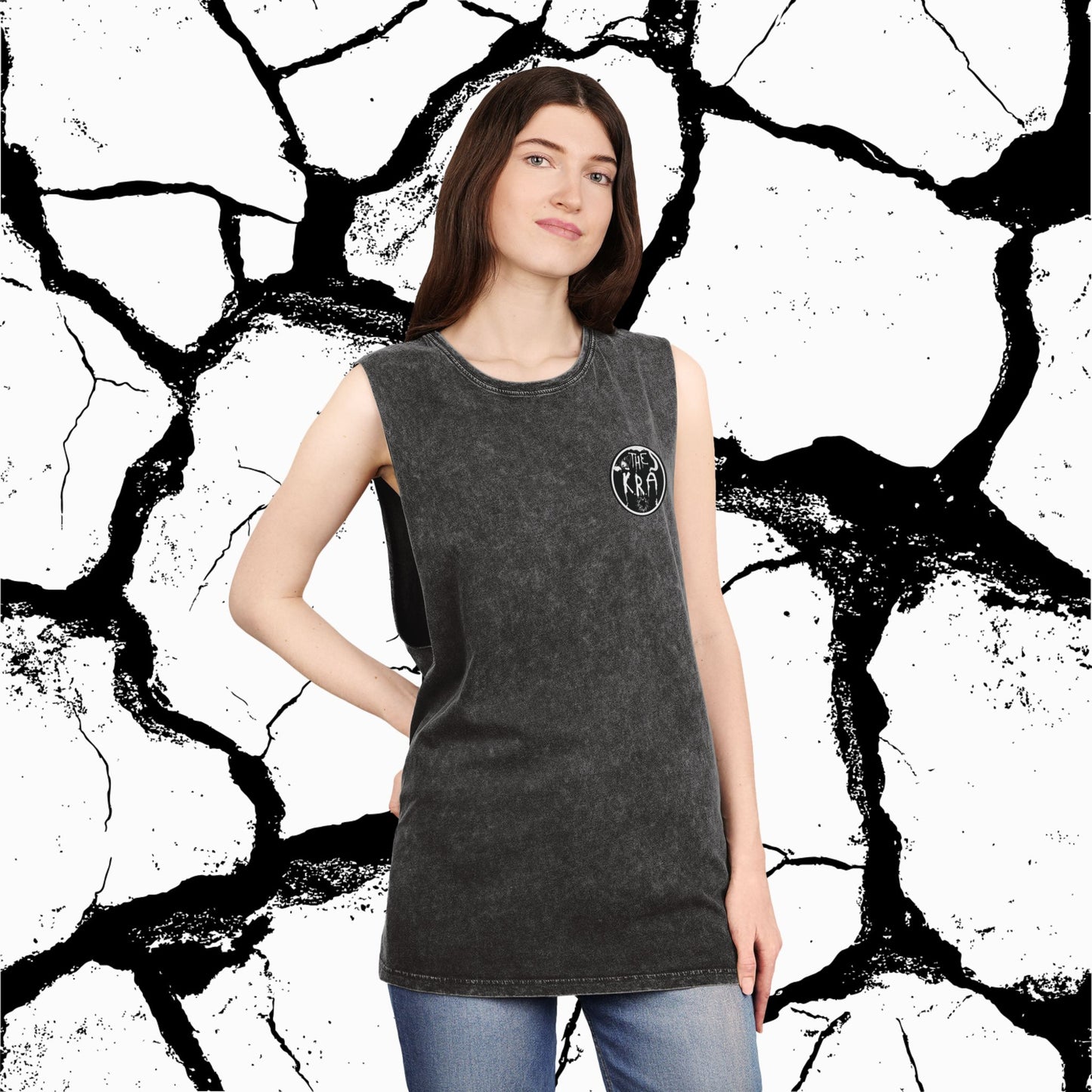 Stonewash Tank Top — Tribal Barbed Logo Back Graphic