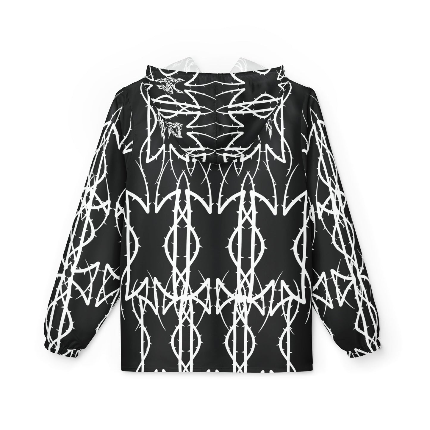 Alliance Black & White Geometric Windbreaker Jacket — Bold Ikat Pattern, All-Over Print