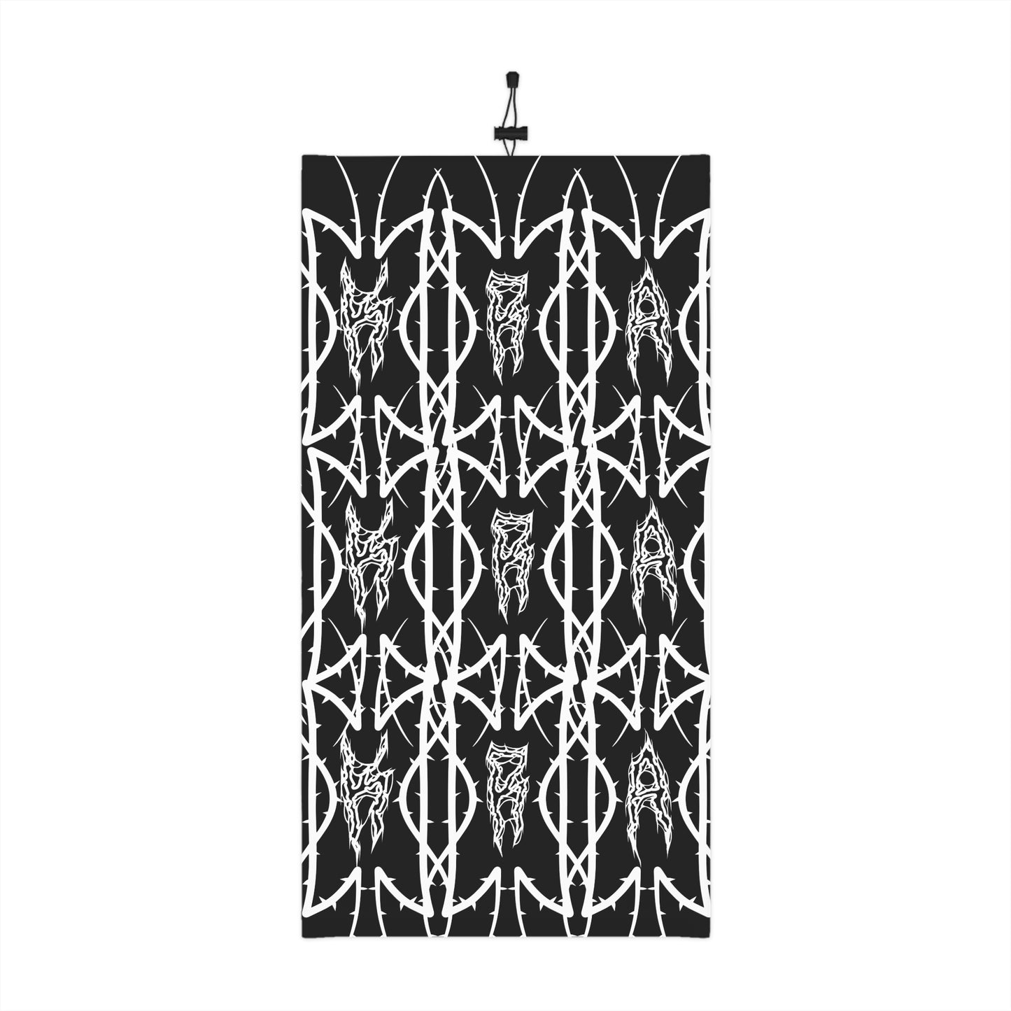 Alliance Winter Drawstring Neck Gaiter — Black Gothic Wolf Pattern Face Mask