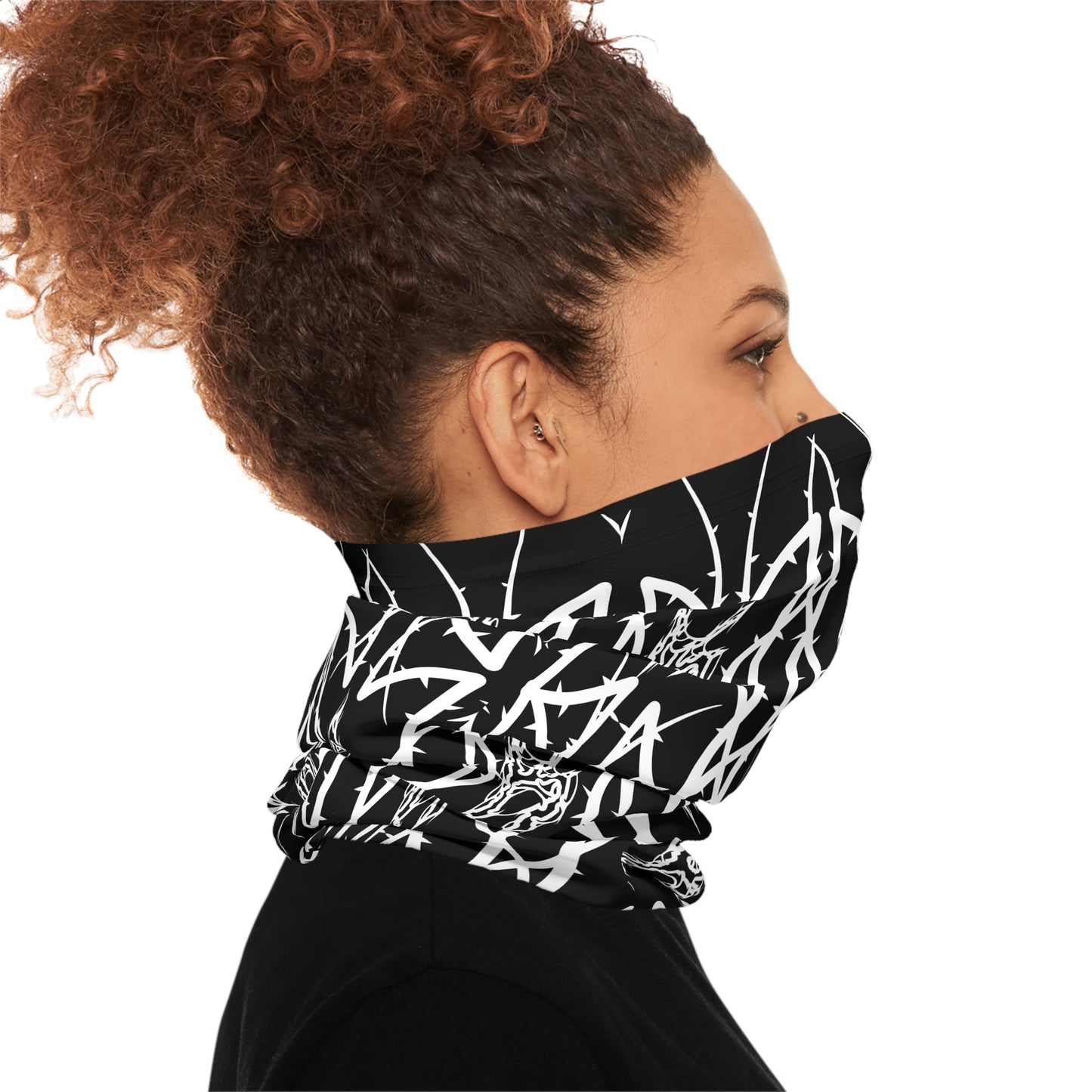 Alliance Black Metal Pattern Neck Gaiter — Gothic Wolf & Sigil Midweight Face Mask