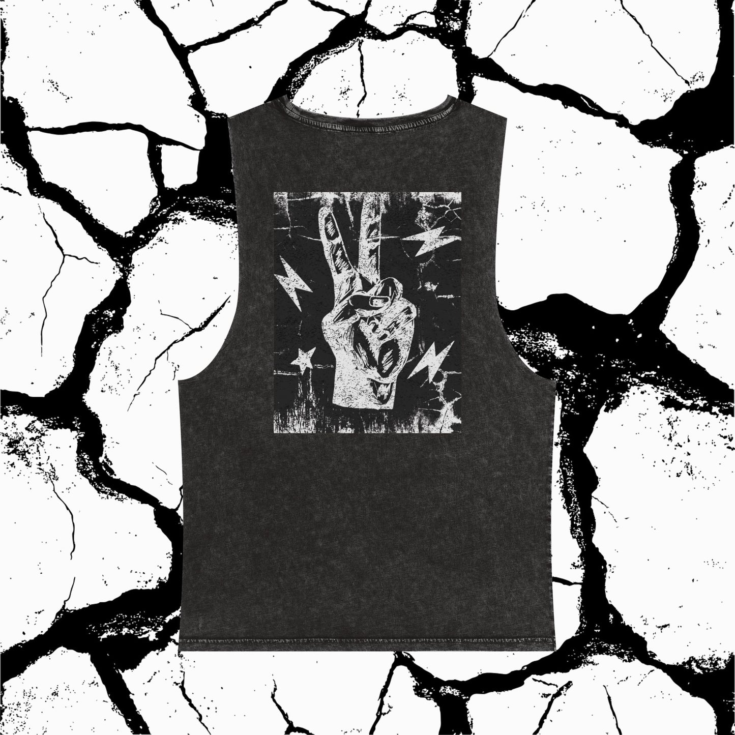 Stonewash Peace Sign Tank — Vintage Punk Graphic Muscle Tee