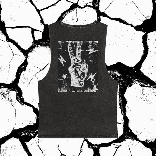 Stonewash Peace Sign Tank — Vintage Punk Graphic Muscle Tee