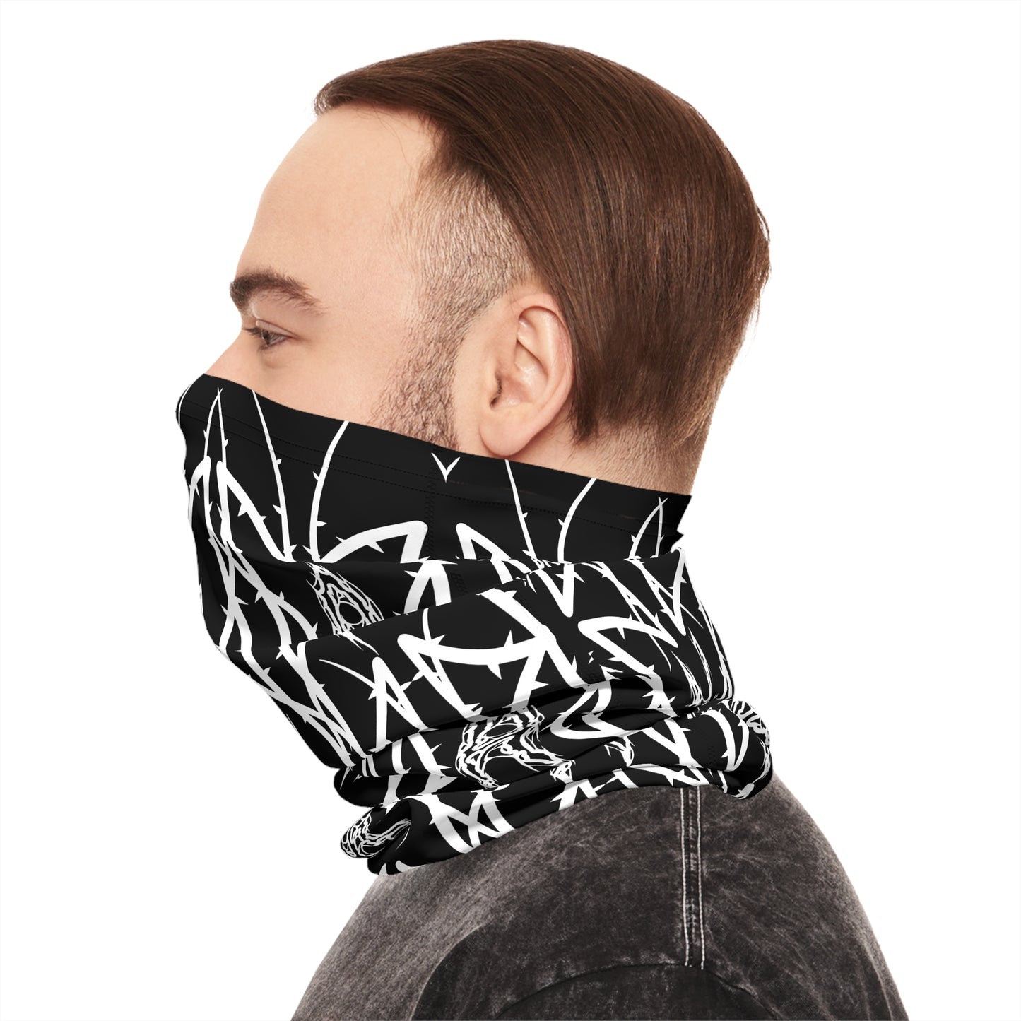 Alliance Black Metal Pattern Neck Gaiter — Gothic Wolf & Sigil Midweight Face Mask
