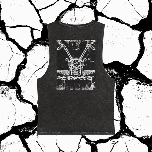 Stonewash Tank Top — Vintage Motorcycle Graphic "V" Emblem