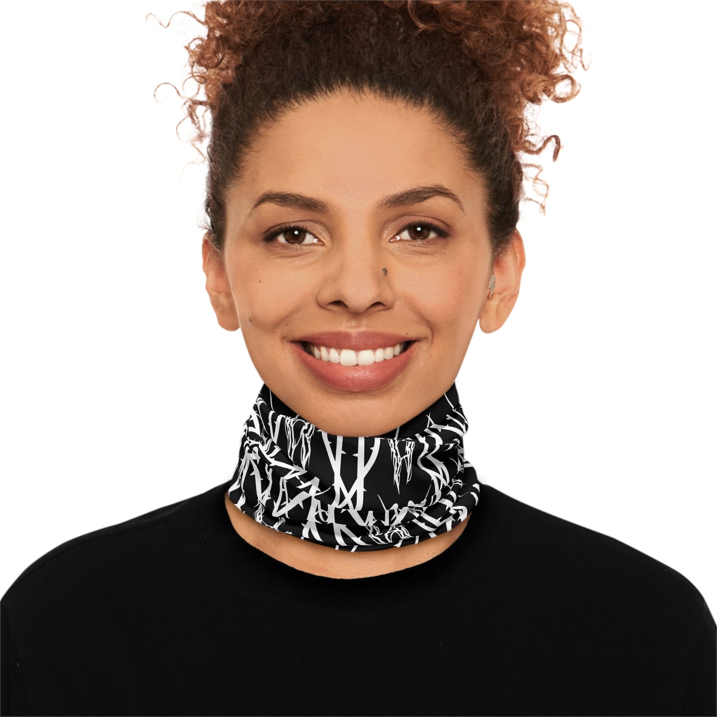Alliance Winter Drawstring Neck Gaiter — Black Gothic Wolf Pattern Face Mask