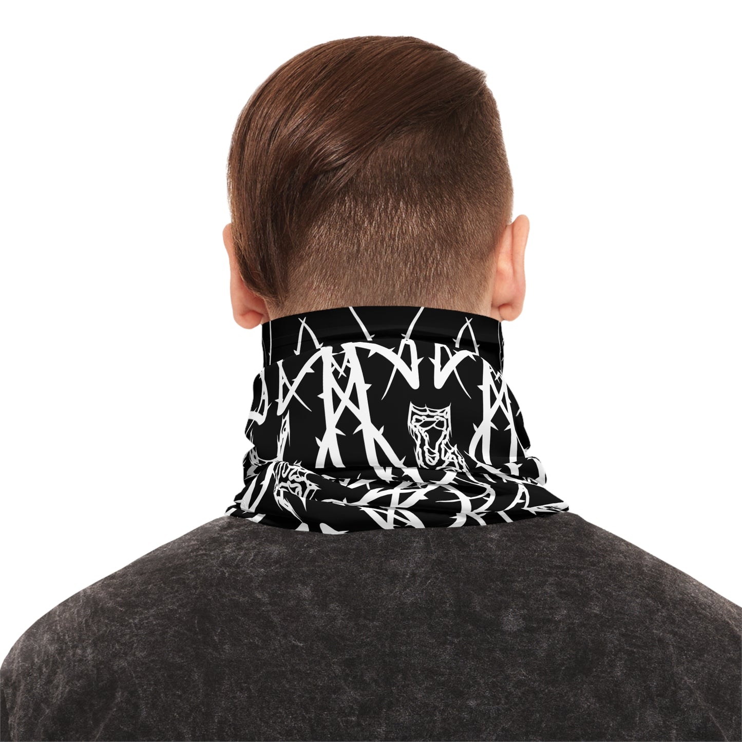 Alliance Black Metal Pattern Neck Gaiter — Gothic Wolf & Sigil Midweight Face Mask